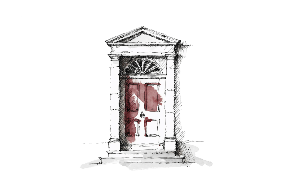 Editorial ink and wash illustration of a Georgian doorway — featured image for Fractional DPO services